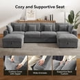 thumbnail image 4 of BedLuxury 140" Extra Large Modular Sectional Cloud Sofa with 2 Removable Storage Ottoman, Extra Deep Seat Couch, Living Room Furniture, Chenille Gray, 4 of 12