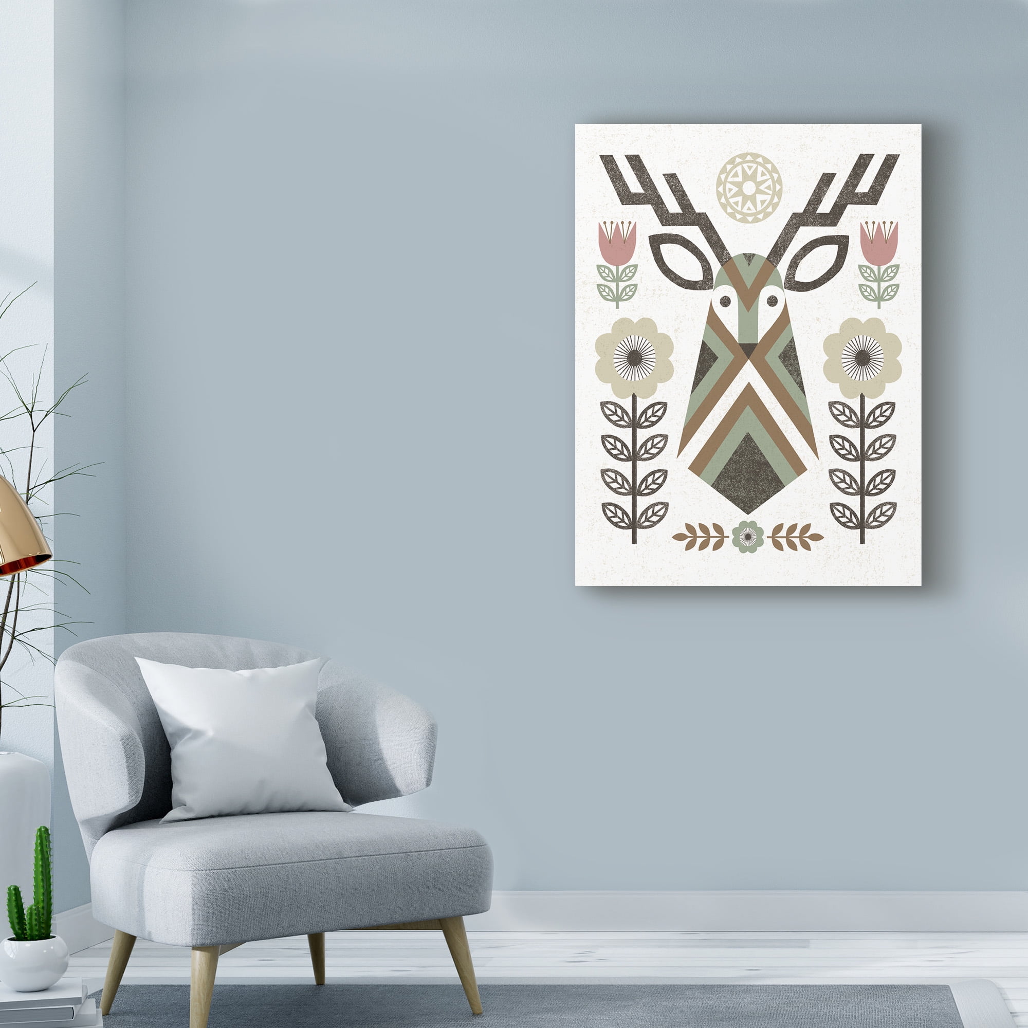 Trademark Fine Art 'Folk Lodge Deer II Hygge' Canvas Art by Michael Mullan