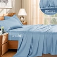 thumbnail image 5 of Baauye 100% Cotton Sheet Set, 1000 Thread Count Durable 4-Piece Bed Sheets with 16" Deep Pocket, Queen, Lake Blue, 5 of 8