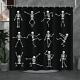 thumbnail image 1 of JOOCAR Halloween Skull Shower Curtain, Funny Dance Skeleton Day of Death Gothic Bathroom Decor, Waterproof Fabric Polyester Curtain Set, with 12 Hooks 72 x 72 Black White, 1 of 5