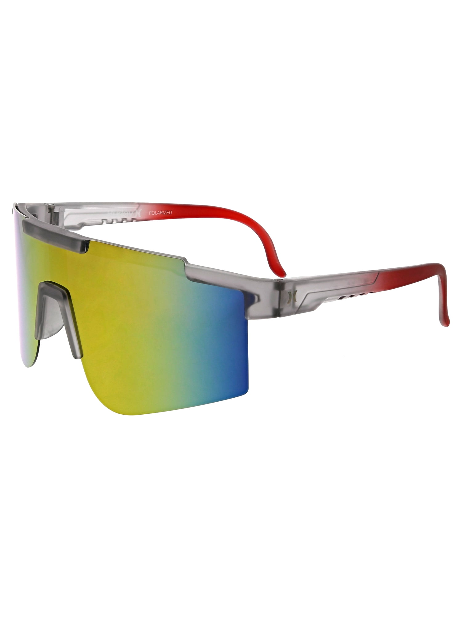 Hurley Domes - HSM1035PS_035, shield sunglass, smoke frame & red / yellow mirror polarized lens + ar coating