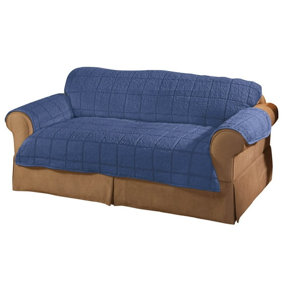 Bradley Sherpa Sofa Protector - Slipcover Navy Blue - by OakRidge