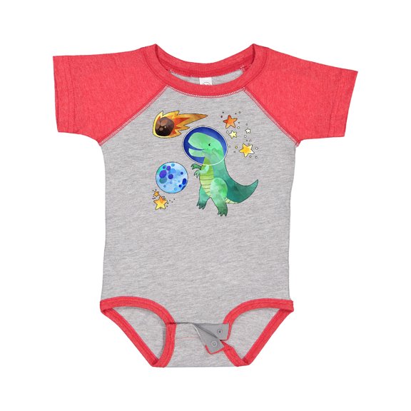 Inktastic Tyrannosaurus Rex Vs. Meteor Fun Space Dinosaur Boys or Girls Baby Bodysuit