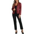 thumbnail image 2 of INSPIRE CHIC Women's Faux Suede Blazer Long Sleeve Lapel Collar Button Jacket 3XL Reddish Brown, 2 of 6