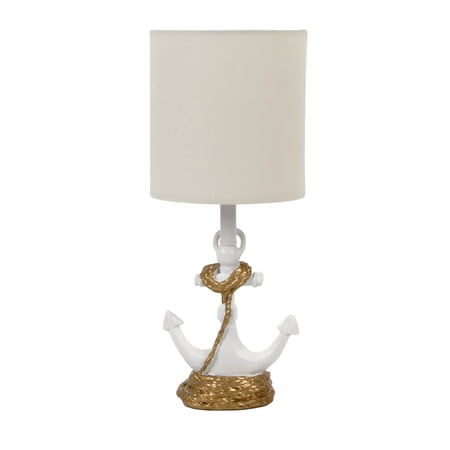 Decor Therapy Anchor Resin Accent Lamp with 40W Bulb, 8x8x16 inches, White