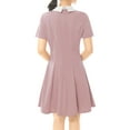 thumbnail image 2 of MODA NOVA Juniors Peter Pan Contrast Collar Short Sleeves Flare Dress XS Pink, 2 of 4