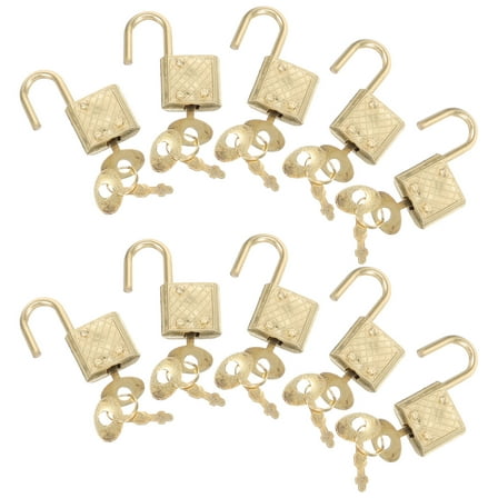 Milisten 10Pcs Golden Zinc Alloy Padlocks for Suitcase Small Locks Compact Design 3.9X1.4X0.3In