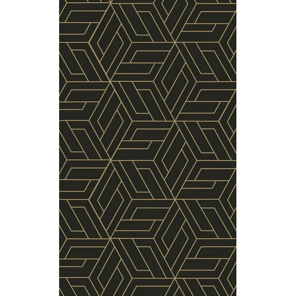 Black Abstract Geometric Interlink Printed Non-Woven Non-Pasted Textured Wallpaper 57 Sq. Ft.