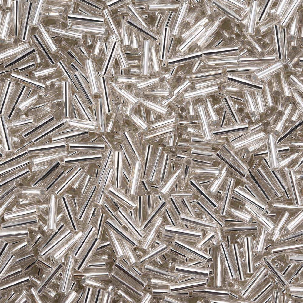 Plated Glass Bugle Beads Metallic Colours Floral White 6~7x2mm Hole: 1mm 10000pcs/Pound
