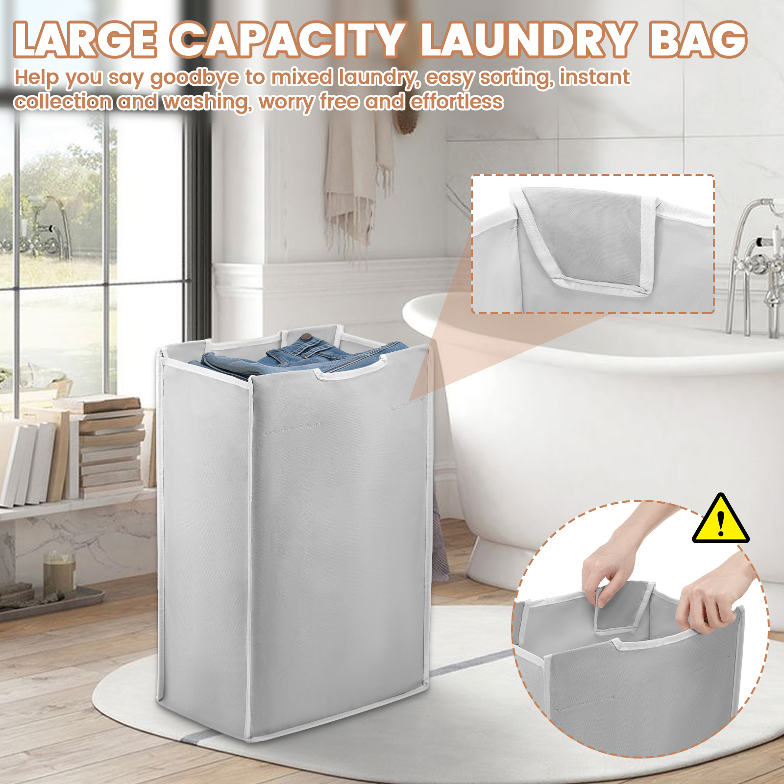 HKJUNFEI 3Pcs  Laundry Hamper Cart Large Capacity Replacement Bags High Load Bearing Capacity Removable Replacement Bag 15 x 9 x 22 Inch