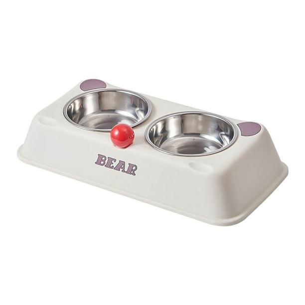 Comedero Doble De Acero Inoxidable Para Gatos. Duradero Y Fácil De Limpiar. Ideal Para Las Comidas Y El Agua De Tu Gatito.