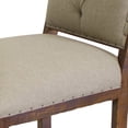 thumbnail image 3 of Maye 22 Inch Dining Chair, Set of 2, Tufted Ivory Fabric, Brown Pine Wood, 3 of 6