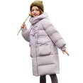 thumbnail image 2 of NAISIBABY Girls Parka with Pockets, Windproof Hooded Zip Up Thermal Winter Over Knee Length Puffer Coat Purple 13T, 2 of 8