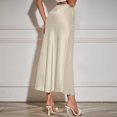 thumbnail image 3 of LWavelet Drawstring Waist Satin Mermaid Maxi Skirt Women Elegant Evening Party Flowy Versatile Bottoms Beige 2XL, 3 of 3