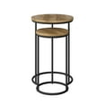 thumbnail image 4 of CorLiving Fort Worth Light Brown Faux Wood Grain Finish Engineered Wood Round Tall Nesting Side Tables with Black Steel Base, 4 of 7