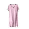 thumbnail image 2 of Sakmal with Padded Moomoos for Women Sleep Modal Pink Ultra-Soft Cozy Moomoo Dress Short Sleeve Short Solid V-Neck Nightgowns M-2XL, 2 of 5