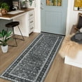 thumbnail image 2 of Haperlare Moroccan Floral Machine Washable Runner Rugs for Hallway Vintage Low Pile Soft Laundry Runner Rugs Non Slip Rugs for Entryway,2'x6' Grey Throw Rugs, 2 of 7