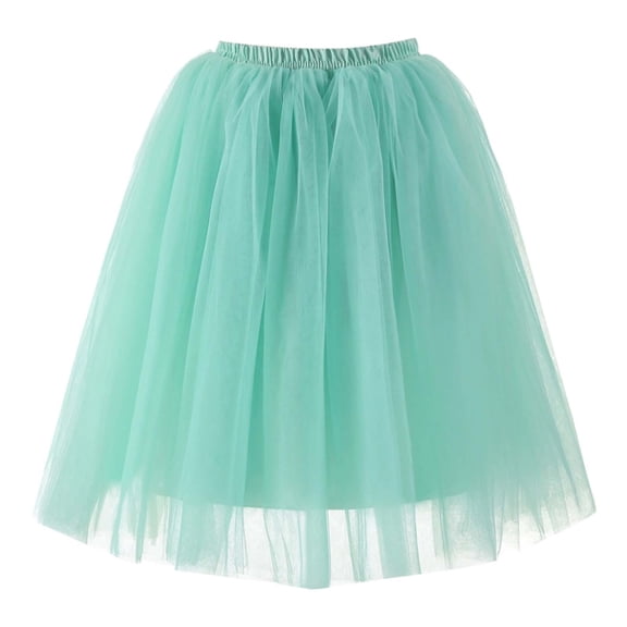 KHONTS Women's 5-Layered Tulle A-Line Tutu Party Prom Skirt Bridesmaid Petticoat Mint Green One Size