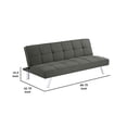thumbnail image 5 of Benjara Maya 69 Inch Sofa Bed Futon, Tufted Gray Linen Like Fabric, Chrome Legs, 5 of 5