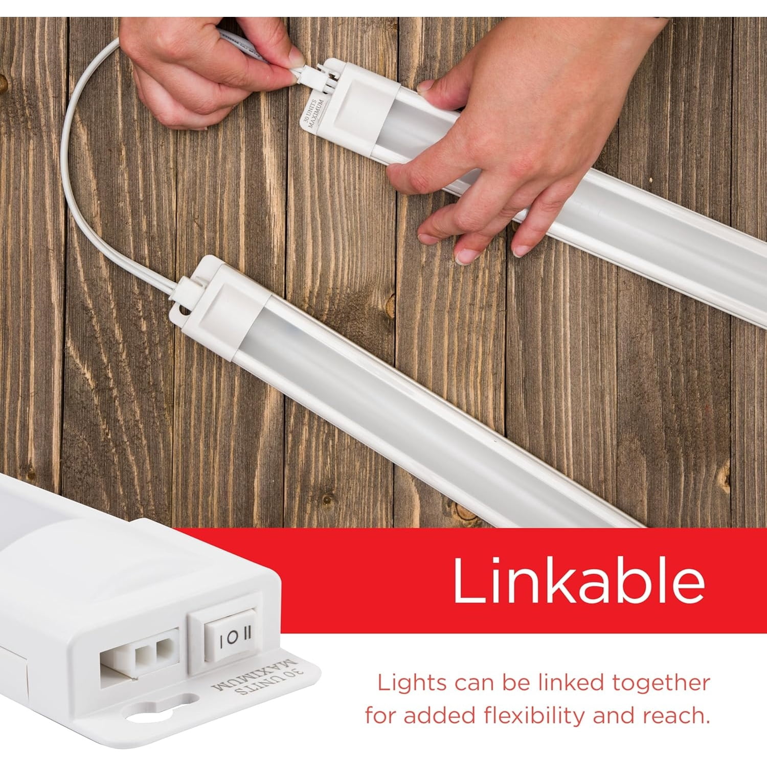 36 inch Plug-in Linkable Under Cabinet Lights, High/Low/Off, Warm White Light (2700K), LED Under Cabinet Lighting, Under Counter Lights for Kitchen, 44108