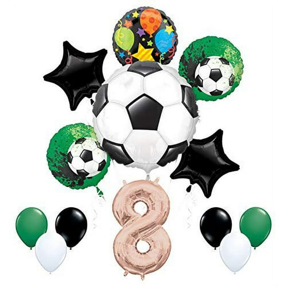 Mayflower Products Soccer Party Supplies 8th Birthday Girls Goal Getter Balloon Bouquet Decorations - Rose Gold 8