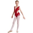 thumbnail image 4 of YEAHDOR Girls Ballet Gymnastics Leotard Sleeveless Shiny Rhinestone Tassels Figure Skating Bodysuit Burgundy 16, 4 of 7