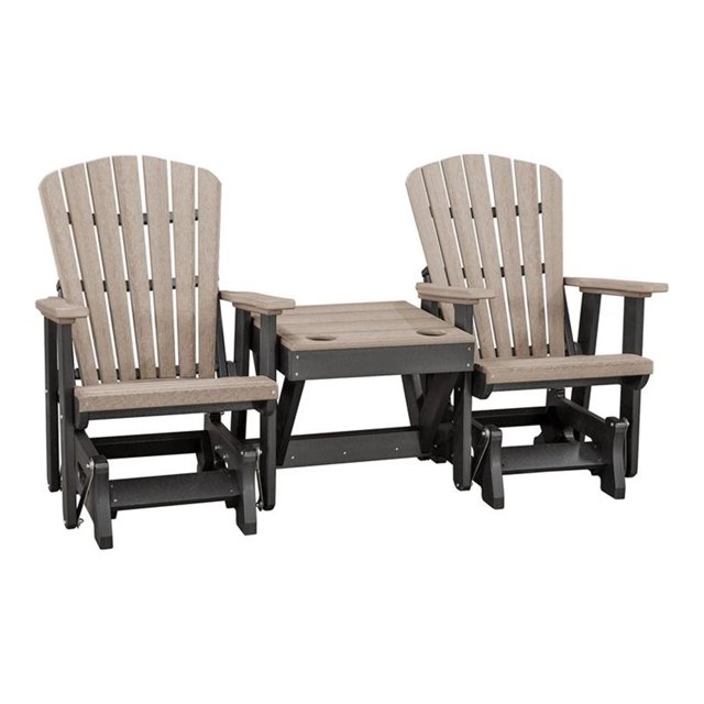 Pemberly Row Balançoire Double Côtière en Résine avec Table Centrale, Noire