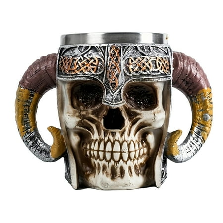 

Gbayxj Must-Have Stainless Steel Doubl Handle Beer Cup Creative Resin Beer Cup 5 Different Of Skeleton Wine Glasses，for Men Father s Day Gifts