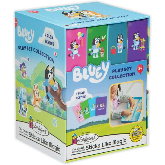 Colorforms Bluey Stickers Play Set Collection - Stickers for Kids, Bluey Toys, Toddler Sticker Book, 4 Play Scenes with Repositionable Stickers, Toddler Stickers, for Boys and Girls, Ages 3 