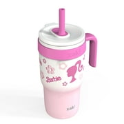 Zak Designs 18oz Barbie Kids Straw Handle Tumbler, Stainless Steel Vacuum Insulated Cruiser Tumbler with Silicone Straw Utilizing Leak-Proof Valve, Travel Straw Tumbler with Handle