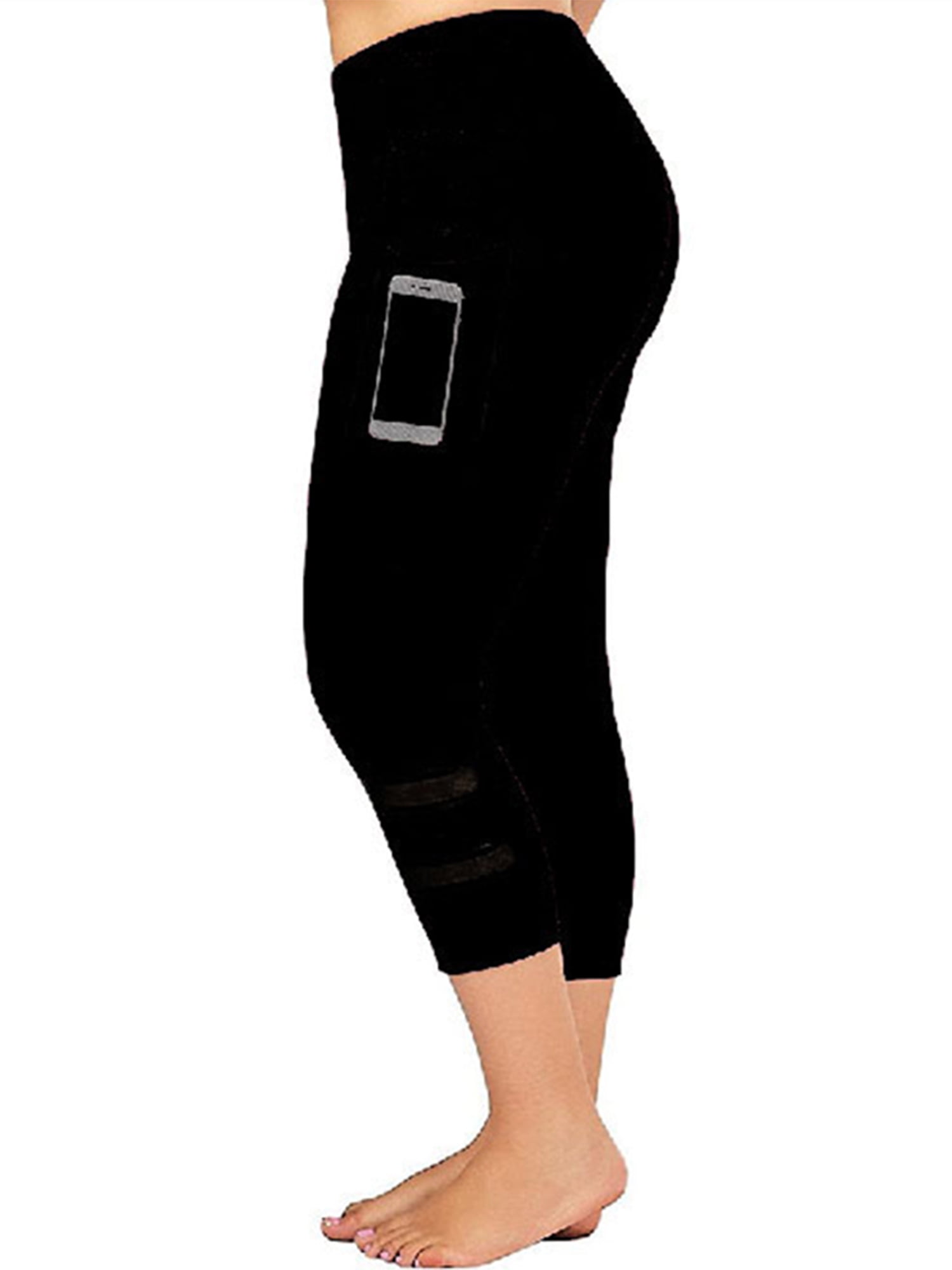 Women's Plus Size High Waist Yoga Capris Pants with Pockets Activewear Workout Sports Running