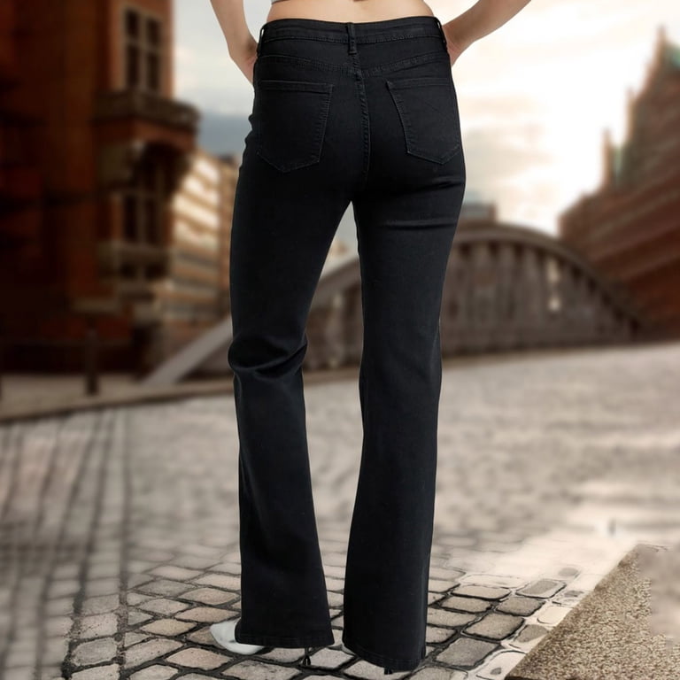 PXLKNZH Denim Flared Pants for Women High Waisted Stretchy Bootcut