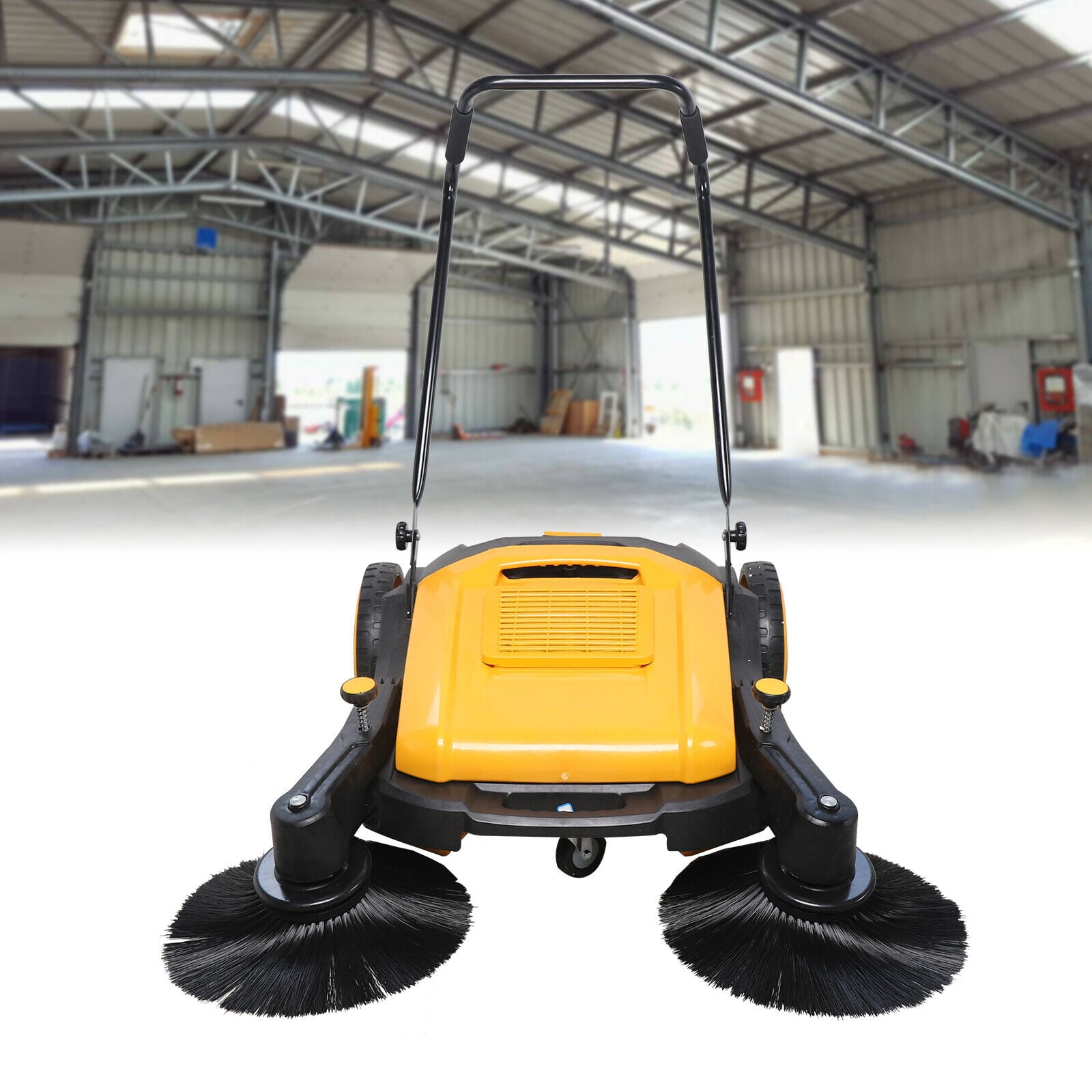 Miumaeov Manual Push Sweeper 39611ft²/h Walk-Behind Hand Push Floor Sweeper 14.53gal Capacity 41.34in Sweeping Width for Indoor Outdoor