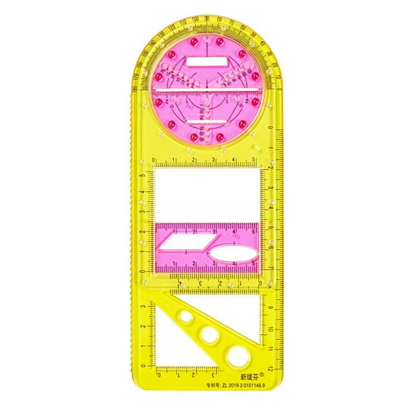 IMENGL Clearance! Delayuji Multifunctional Geometric Ruler Drawing Ruler Geometric Drawing Template Measuring Tool Plastic Draft Ruler for School Office Supplies One Size Multi-Color