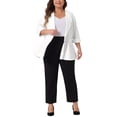 thumbnail image 2 of Agnes Orinda Women's Plus Size Blazers Notched Lapel Wear-to-Work Peplum Jacket Suit Blazer 3X White, 2 of 6