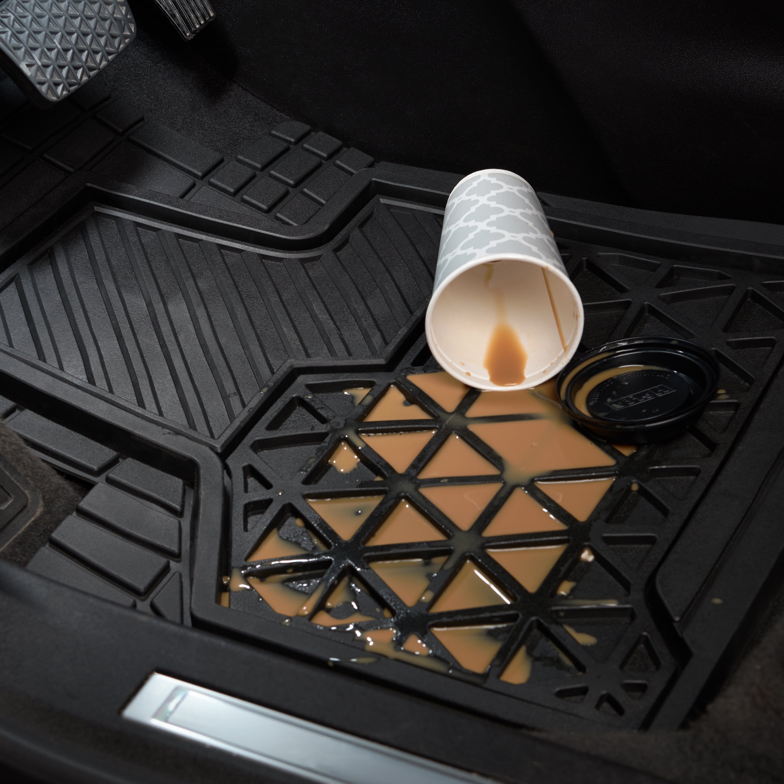 Genuine Dickies Adjustable 3-Piece Black Rubber Floor Mat Set with Rear Mats