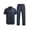 A04-Navy Blue, variant on Men's 2 Piece Summer Beach Linen Button Down Shirt & Pant Outfit Set