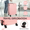 thumbnail image 4 of Luggage PC ABS Lightweight Suitcase with Wheels TSA Lock Hardshell Checked-Large Luggage 28 inch Pink, 4 of 7