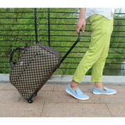 LUVCMFT Rolling Duffle Bag with Wheels, 24 Trolley Travel Bag, Carry On Luggage Travel Suitcase, Overnight Weekender Bag for Unisex Adult (Gray & White Lattice)