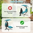 thumbnail image 5 of Gymax Chaise Longue Suspendue en Acier Courbé pour Patio avec Oreiller Intégré Turquoise, 5 of 5