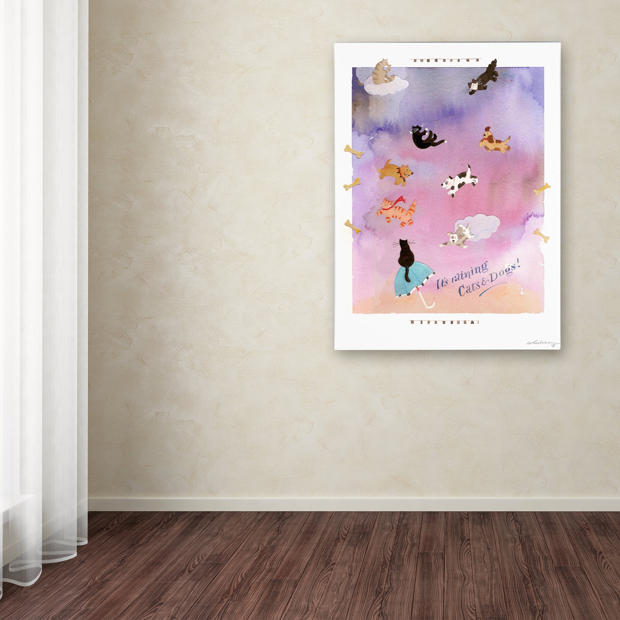 Trademark Fine Art Raining Cats and Dogs Canvas Art 24x32