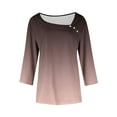 thumbnail image 5 of NuoCaiYun Womens Asymmetrical Neck Shirts Gradient Color 3/4 Length Sleeve Blouses Casual 3/4 Length Sleeve Going Out Tunic Tops, 5 of 6