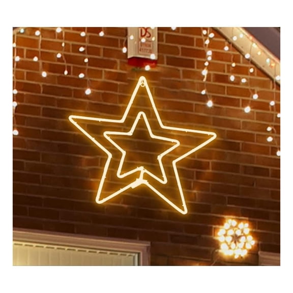 [Large 22"x21" 360 LED Star Neon Motif Super-Bright Warm White LEDs Outdoor Christmas Decoration with UL Standard Adaptor Waterproof for Outdoor Home Party Wall Hanging Holiday Christmas