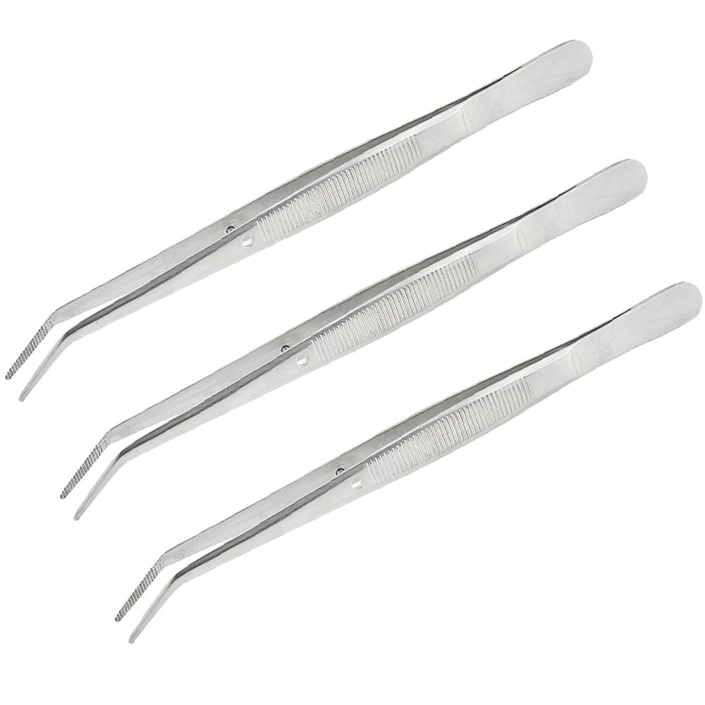 Stainless Steel Tweezers Large Lengthened Round Head With Anti-Slip Tooth  Dressing Tweezers Thickened And Stiffened Straight - AliExpress