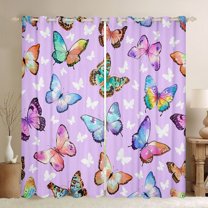 jejeloiu Colorful Butterfly Black Out Curtains,Watercolor Wild Butterflies Curtains Pack of 2 (42x63 Each),Flying Animal Bedroom Curtains For Teens,Luxury Bedroom Decor