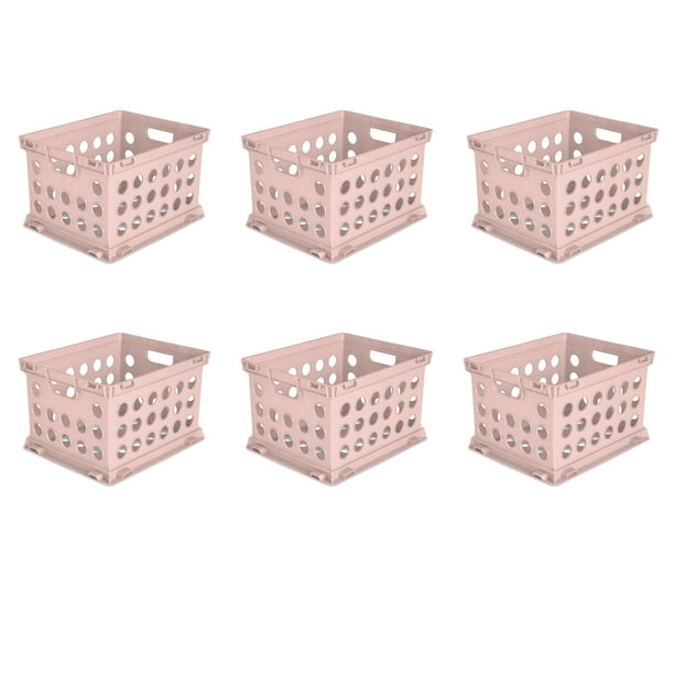 Sterilite File Crate Plastic, Blush Pink, Set of 6