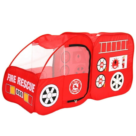 Tent for Kids, Portable Birthday Gift Kids Children Play Tent for Boys Girls, Room Decor Playhouse Outdoor Indoor Pop Up Tent House for Kids, Red Fire Truck Design Folding Car tent for Kids