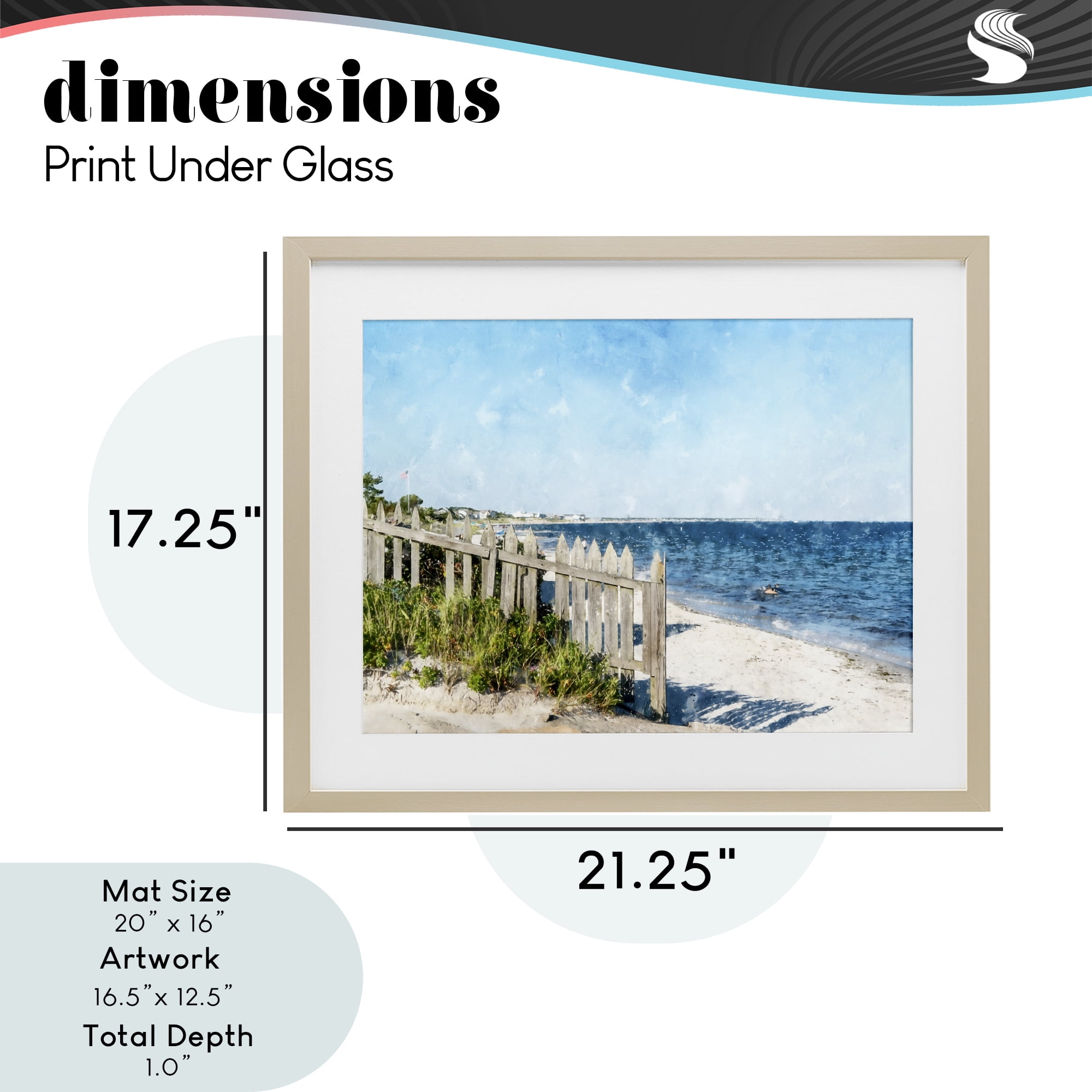 Stupell Industries Beach Pickets View Birch Framed Print Under Glass, design by Kim Curinga