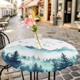 thumbnail image 6 of Turquoise Forest Round Tablecloth for 36-44 Inch Tables, Fitted Table Cover with Elastic Edge, Mountains Birds Fog Tree Scenery Waterproof Outdoor Table Cloth Protector for Patio Garden Dinner Picnic, 6 of 9