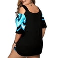 thumbnail image 4 of WISEFIN Womens'Plus Size Gradient Floral Print Sexy Off-the-Shoulder Half Sleeve Sequins Loose Blouse Tops, 4 of 4